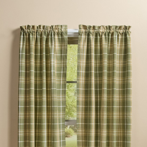 Blossom Grove Plaid Window Curtain Panels, 72" x 63" L