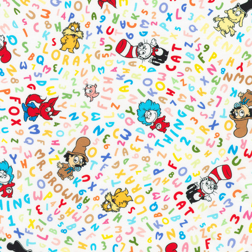 OFFICIAL LICENSED Dr. Seuss ABC Character Toss Cotton Fabric
