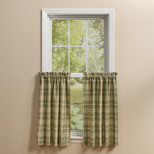 Blossom Grove Woven Plaid Curtain Tiers, 72" x 36"