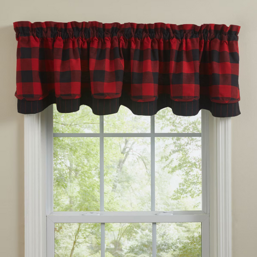 Buffalo Check Lined Layered Valance, 72" x 16"