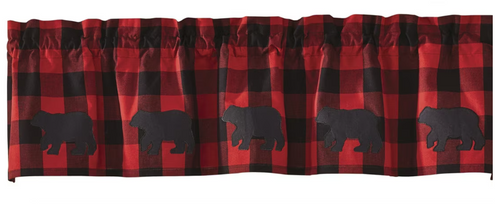 Buffalo Check Bear Applique Lined Valance (60" x 14")