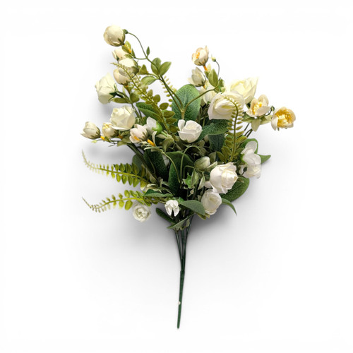 Cream Mini Rose & Greenery Bush