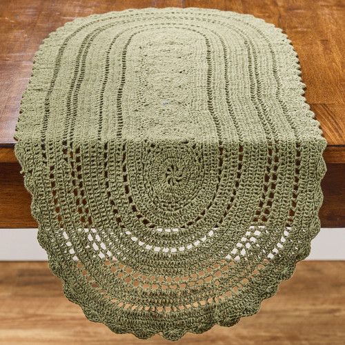 Addison Crochet Table Runner 36" L - Matcha Green