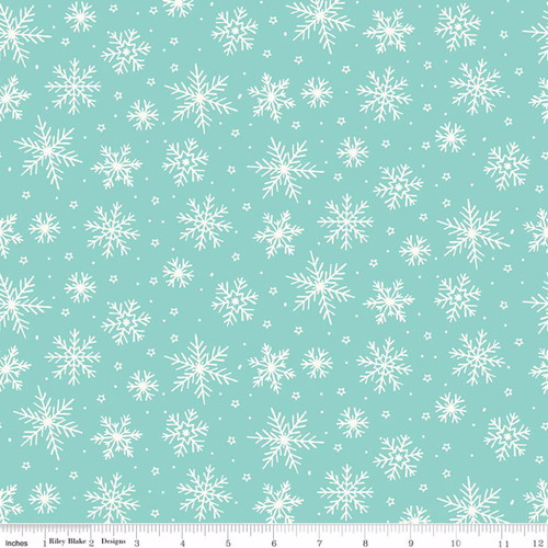 The North Pole Aqua Snowflake FLANNEL Fabric