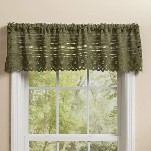 Addison Crochet Valance 14" L - Matcha Green