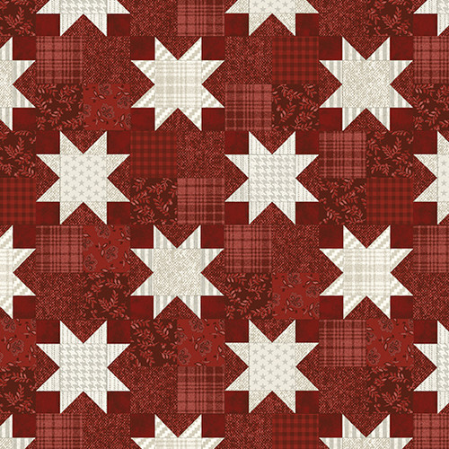 American Valor Patriotic Quilt Stars Red Cotton Fabric