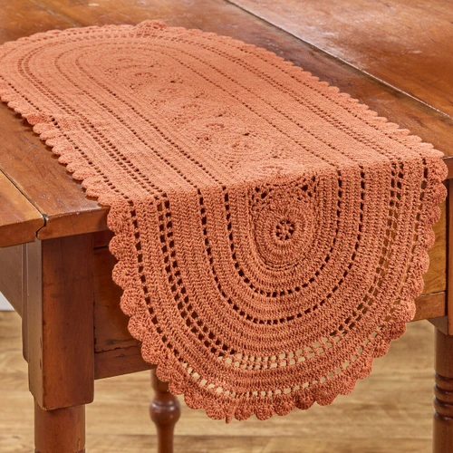 Addison Crochet Table Runner 36" L - Sienna