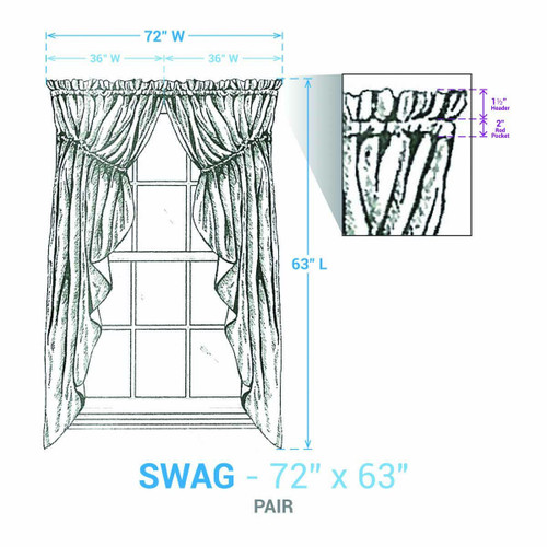 Stafford Lined Gathered Swag 63" L - Ivy