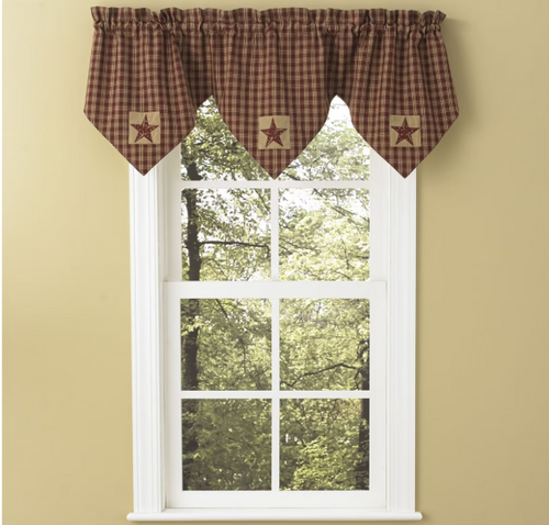 Sturbridge Patch Lined Triple Point Valance - Wine