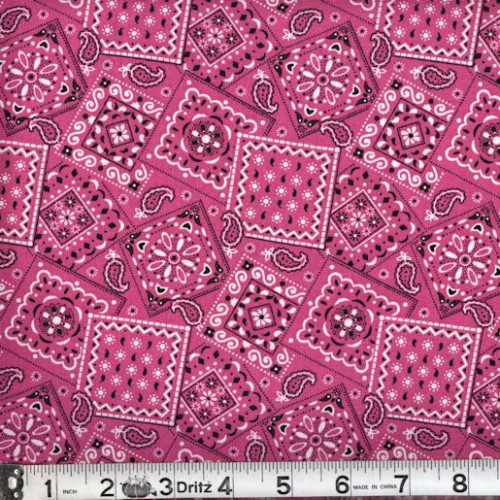 Flamingo Pink Blazin' Bandana Paisley Cotton Fabric