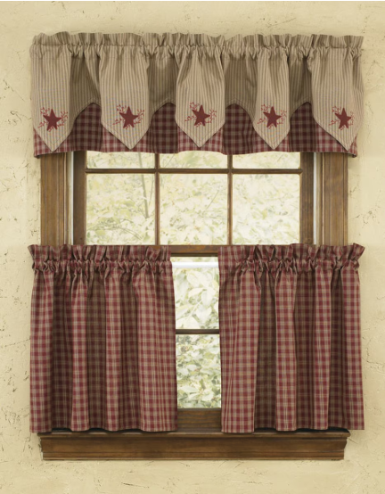 Sturbridge Star Embroidered Point Valance - Wine