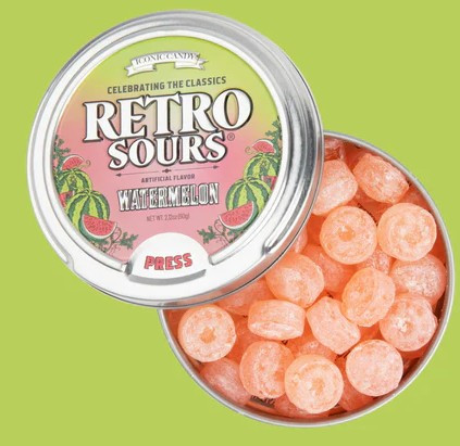 Iconic Candy Retro Sours Hard Candy Tin - WATERMELON