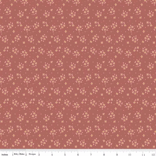 Rosewood Posy Dusty Rose Scattered Blossoms Cotton Fabric