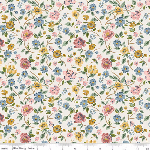 Rosewood Vintage Cream Garden Stroll Cotton Fabric