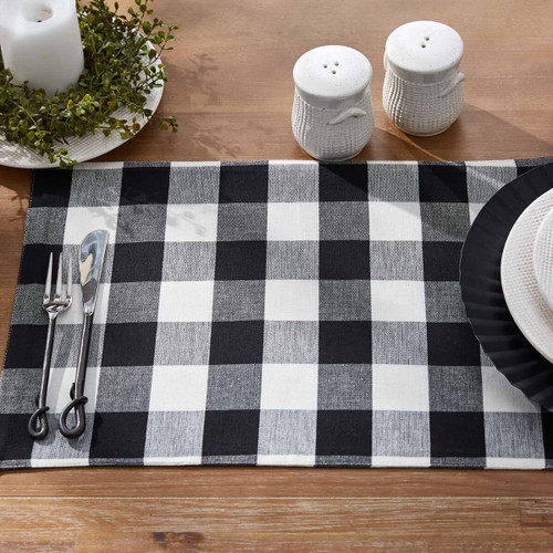 Wicklow Check Backed Placemat - Black & Cream