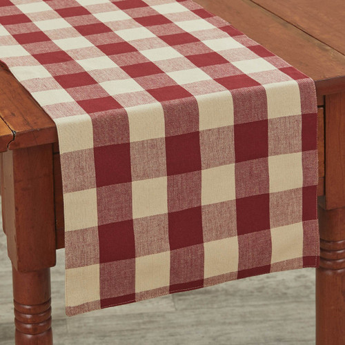 Wicklow Check Backed Table Runner 54"L - Garnet