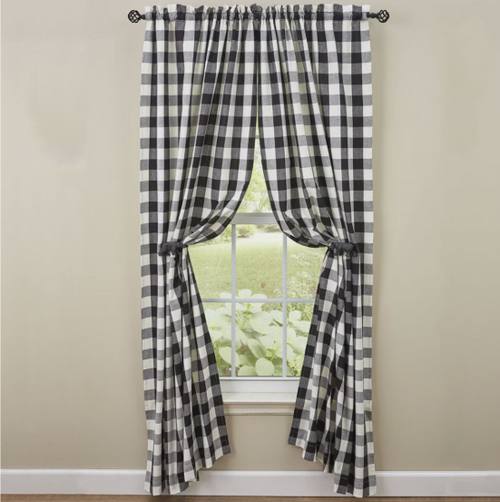 Wicklow Check Lined Panels - 84"L - Black & Cream