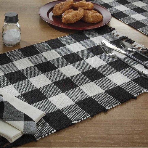 Wicklow Check Table Runner - 54"L - Black & Cream