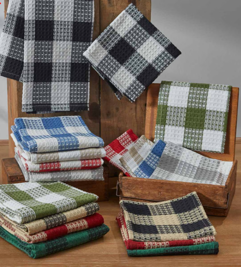 Wicklow Check Waffle Dishtowel - Dove