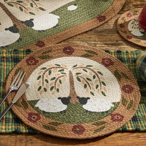 Willow And Sheep Printed Braided Placemat