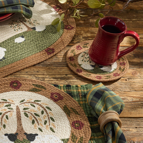 Willow And Sheep Printed Braided Trivet
