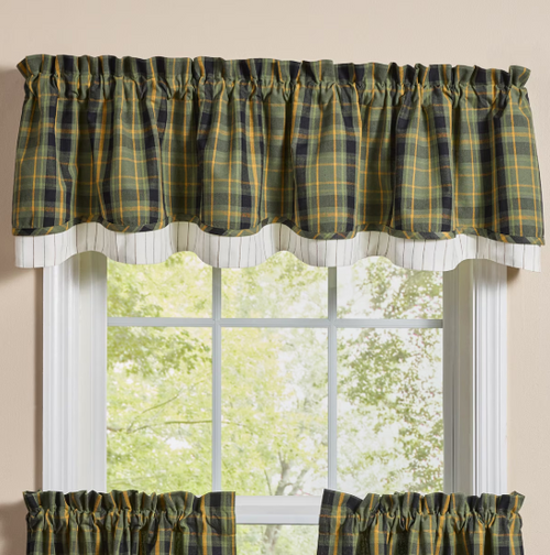 Willow Lane Plaid Lined Layered Valance 16"L