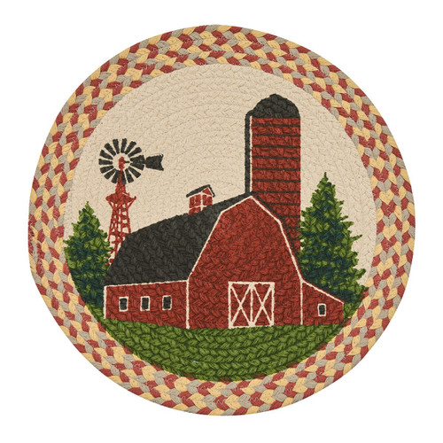 Barn Printed Braided Placemat 15" Dia