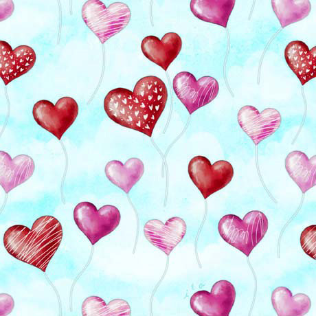 Sweet Valentine Heart Balloons Cotton Fabric