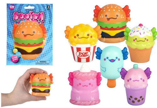 Squish Axolotl Snack Slow Rise Foam Toy 3" - Assorted (Mystery)