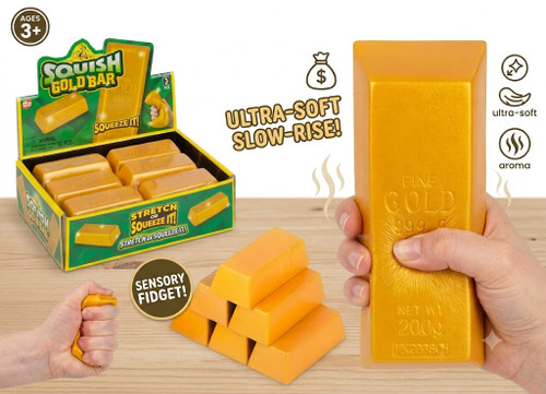 3" Squishy Gold Bar Fidget – Ultra-Soft Slow-Rise Stress Toy