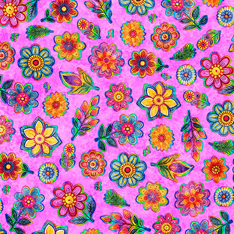 Jubilee Bright Pink Floral Ditsy Cotton Fabric