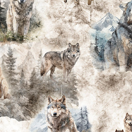 Running With the Pack Wolf Vignettes Cotton Fabric