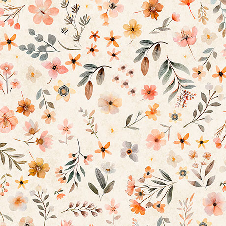 Hedgehugs Cream Floral Toss Cotton Fabric