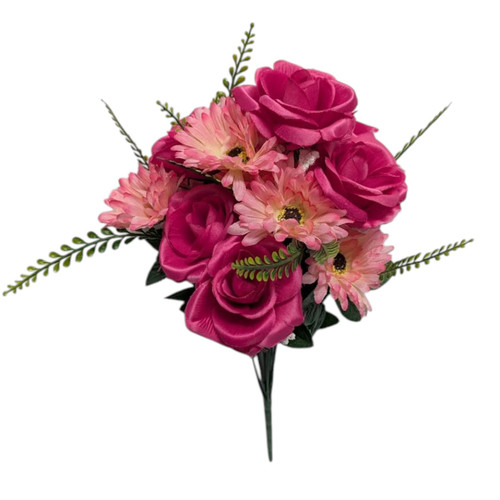 Pink / Magenta Roses & Gerbera Daisy Stems