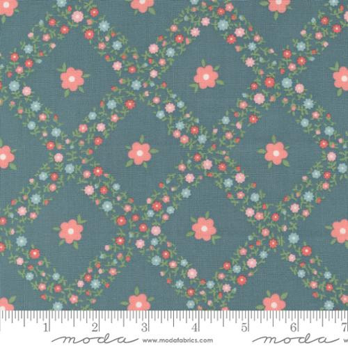 Rosemary Cottage Lake Floral Trellis Cotton Fabric