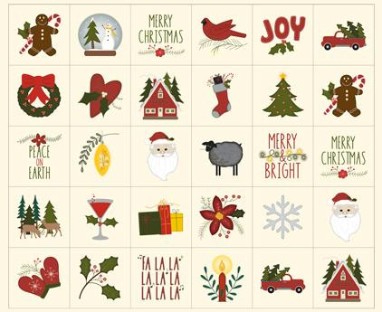 Joyful Gatherings II Christmas Blocks Cotton Fabric Panel