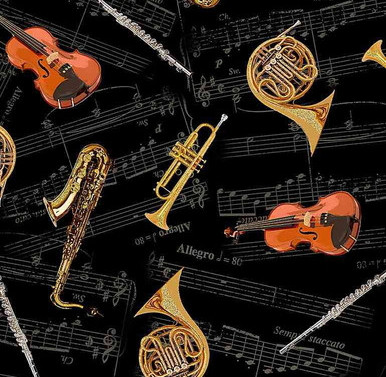 Orchestra Musical Instruments Cotton Fabric