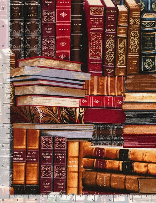 Vintage Library Books Cotton Fabric
