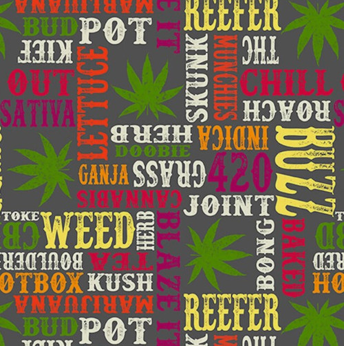 Marijuana Slang Words Herban Sprawl Cotton Fabric
