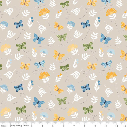 Sunshine & Dandelions Butterflies Cotton Fabric