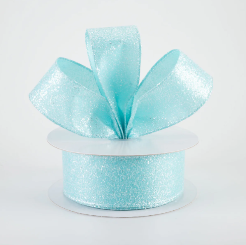 Aqua Glitter Ribbon 1.5"