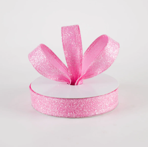 Fuchsia Pink Glittered Ribbon 7/8"