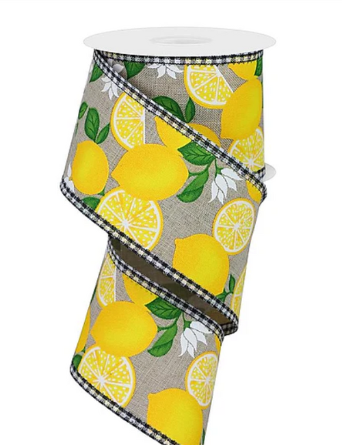 Natural Lemons Ribbon 2.5"