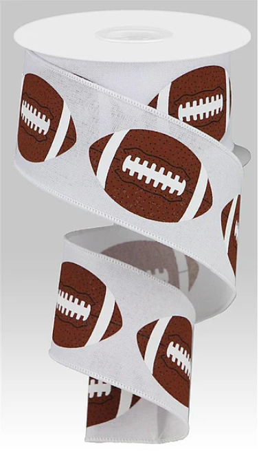 White Football Ribbon 2.5"