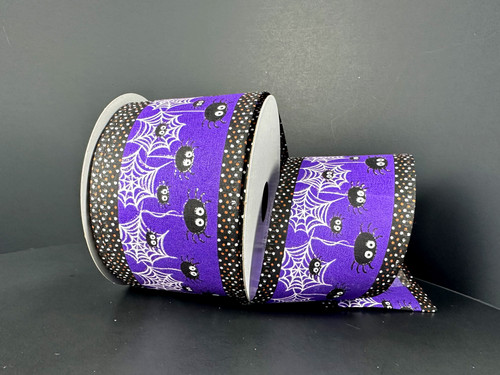 Purple Spider & Web Wired Ribbon 2.5"