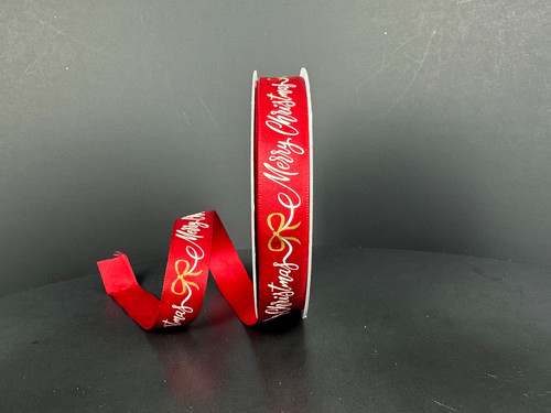 Merry Christmas Dark Red Ribbon 5/8" X 10YD