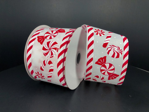 Peppermints with Candy Cane Edge Wired Ribbon 2.5"
