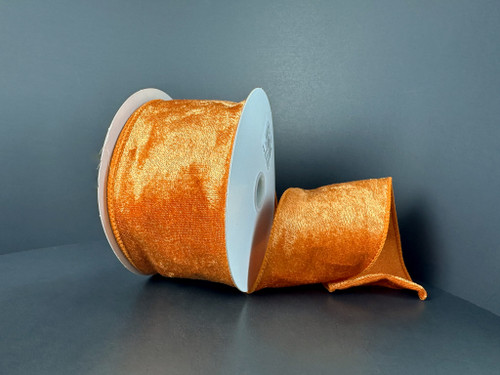Light Rust Orange Lush Velvet Wired Ribbon 2.5"