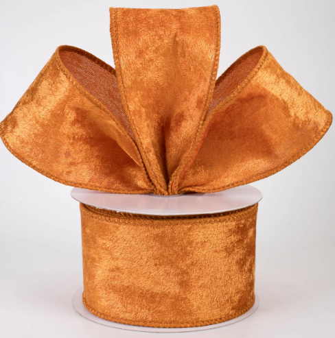Light Rust Orange Lush Velvet Wired Ribbon 2.5"
