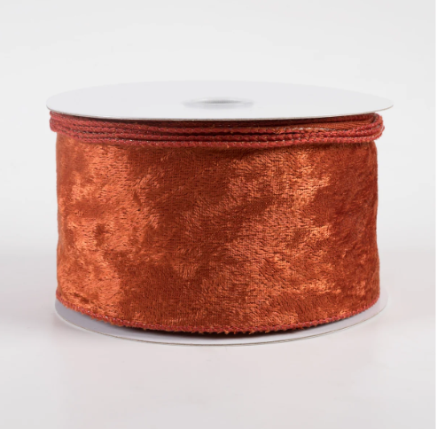 Dark Orange Lush Velvet Wired Ribbon